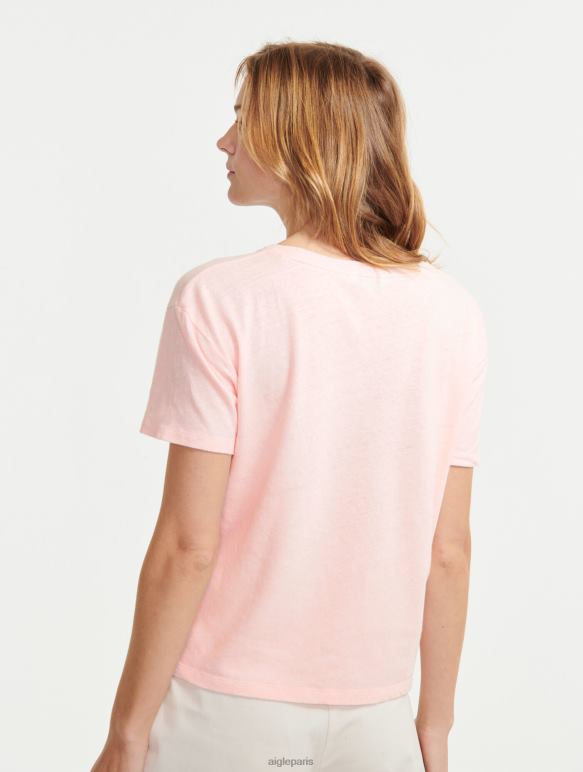 femmes cérisier Aigle t-shirt à manches courtes en lin mélangé vêtements 2F486685