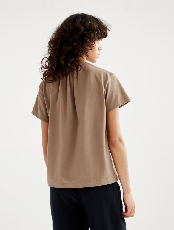 femmes cappuccino Aigle t-shirt à manches courtes avec encolure froncée vêtements 2F486548