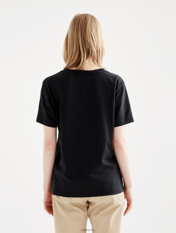 femmes noir Aigle t-shirt imprimé à manches courtes en pyratex vêtements 2F486582