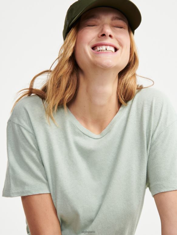 femmes réséda Aigle t-shirt à manches courtes en lin mélangé vêtements 2F486686