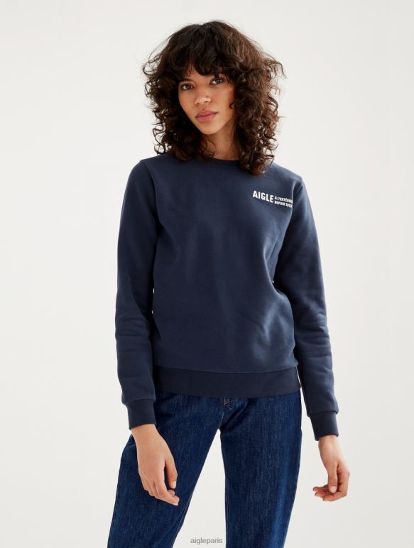 femmes Empire Aigle sweat-shirt à col rond brossé avec imprimé sur la poitrine vêtements 2F486545