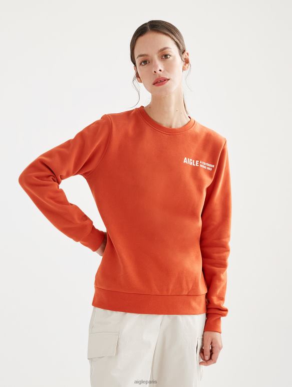femmes goji Aigle sweat-shirt à col rond brossé avec imprimé sur la poitrine vêtements 2F486539