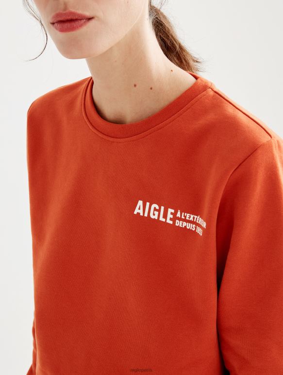 femmes goji Aigle sweat-shirt à col rond brossé avec imprimé sur la poitrine vêtements 2F486539