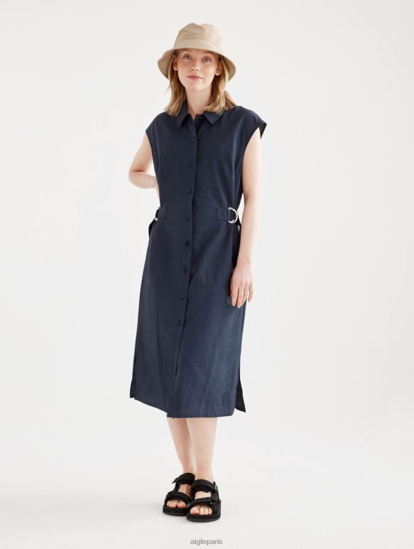 femmes Empire Aigle robe midi ajustée boutonnée vêtements 2F486536