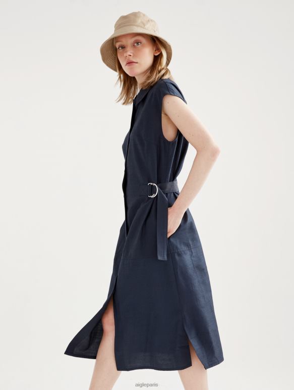 femmes Empire Aigle robe midi ajustée boutonnée vêtements 2F486536