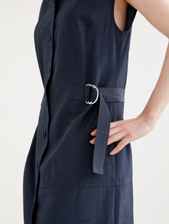 femmes Empire Aigle robe midi ajustée boutonnée vêtements 2F486536