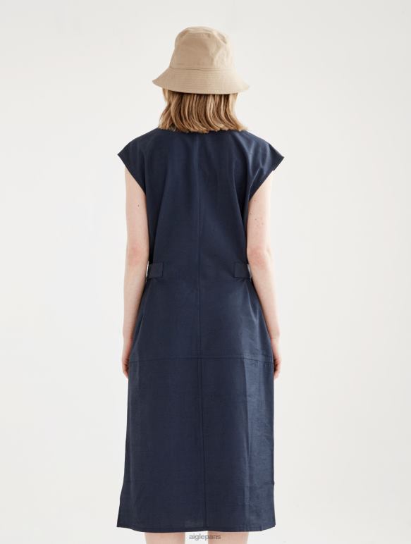 femmes Empire Aigle robe midi ajustée boutonnée vêtements 2F486536