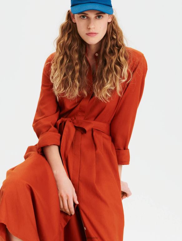 femmes brun doré Aigle robe longue à taille incurvée vêtements 2F486690