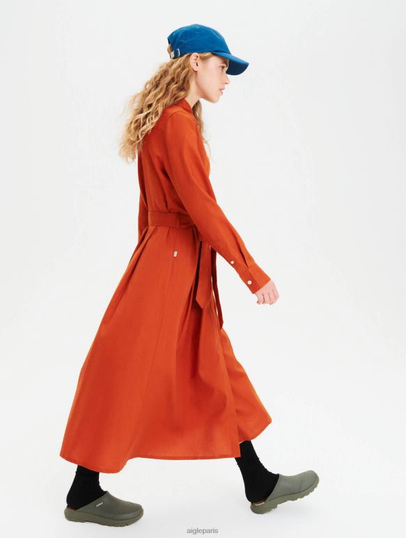 femmes brun doré Aigle robe longue à taille incurvée vêtements 2F486690