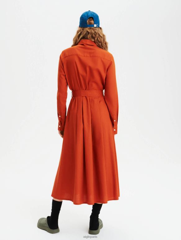 femmes brun doré Aigle robe longue à taille incurvée vêtements 2F486690