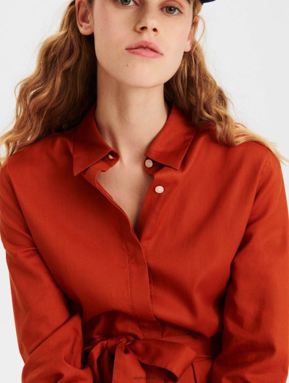 femmes brun doré Aigle robe longue à taille incurvée vêtements 2F486690