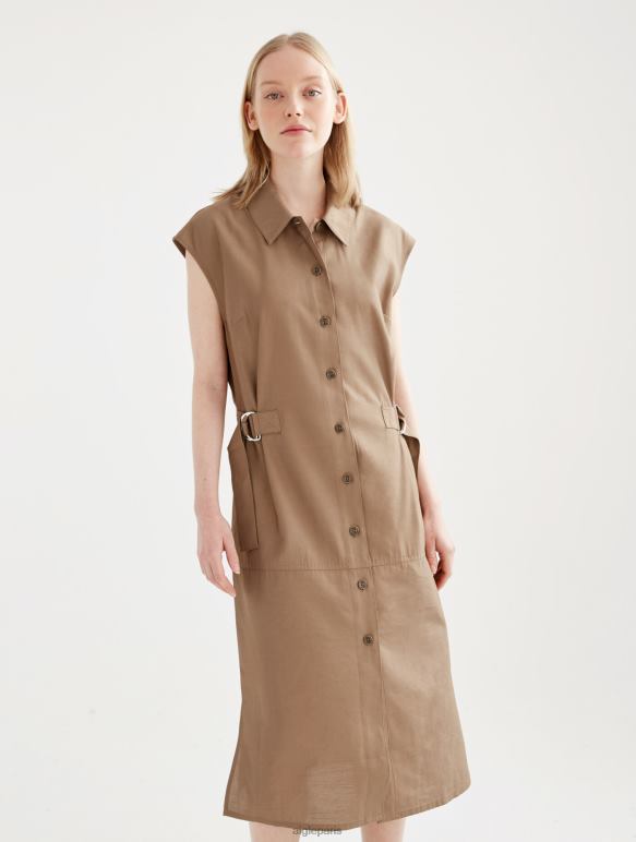 femmes cappuccino Aigle robe midi ajustée boutonnée vêtements 2F486535