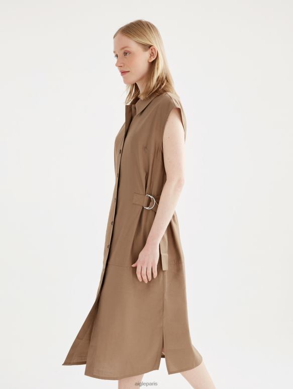 femmes cappuccino Aigle robe midi ajustée boutonnée vêtements 2F486535