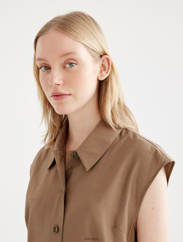 femmes cappuccino Aigle robe midi ajustée boutonnée vêtements 2F486535
