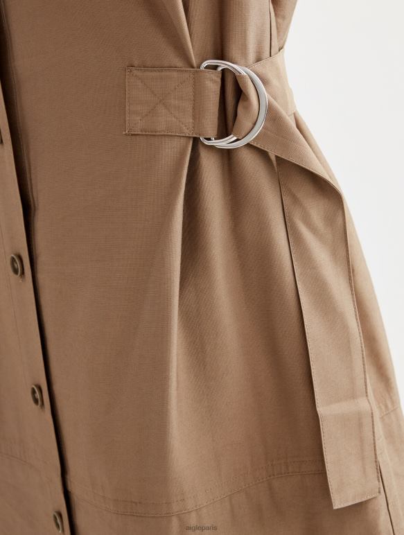 femmes cappuccino Aigle robe midi ajustée boutonnée vêtements 2F486535