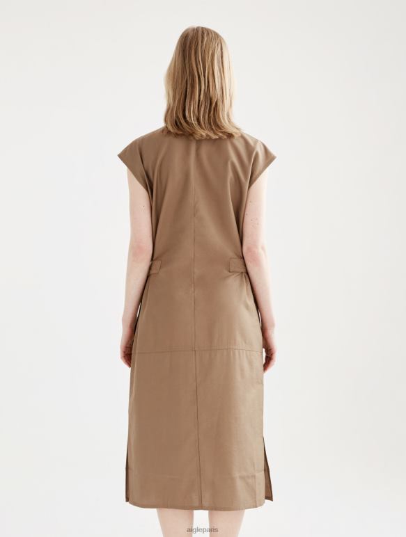 femmes cappuccino Aigle robe midi ajustée boutonnée vêtements 2F486535