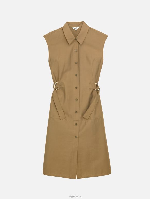 femmes cappuccino Aigle robe midi ajustée boutonnée vêtements 2F486535