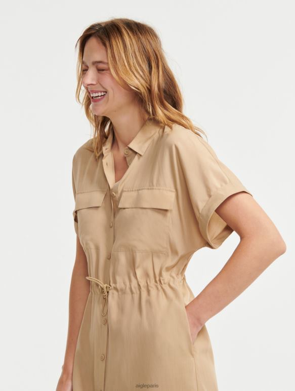 femmes osier Aigle robe-chemise à manches courtes vêtements 2F486687