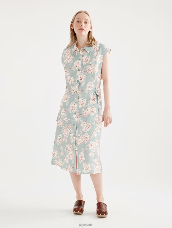 femmes réséda pr Aigle robe mi-longue boutonnée ajustée sur l'ensemble vêtements 2F486558