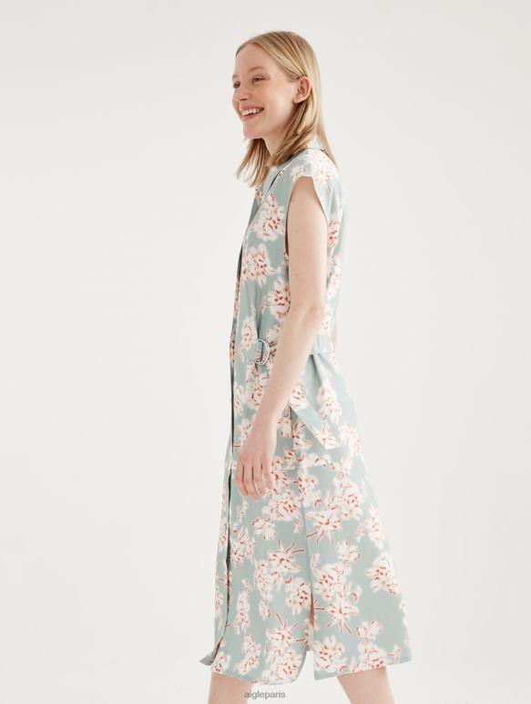 femmes réséda pr Aigle robe mi-longue boutonnée ajustée sur l'ensemble vêtements 2F486558