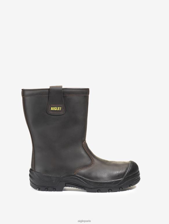 Hommes marron foncé Aigle la botte de sécurité en cuir isolée et imperméable bottes 2F486297