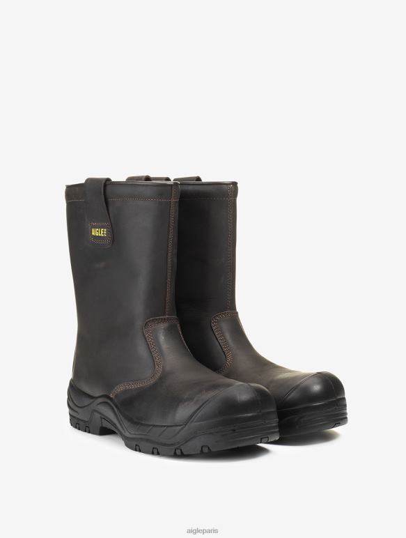 Hommes marron foncé Aigle la botte de sécurité en cuir isolée et imperméable bottes 2F486297