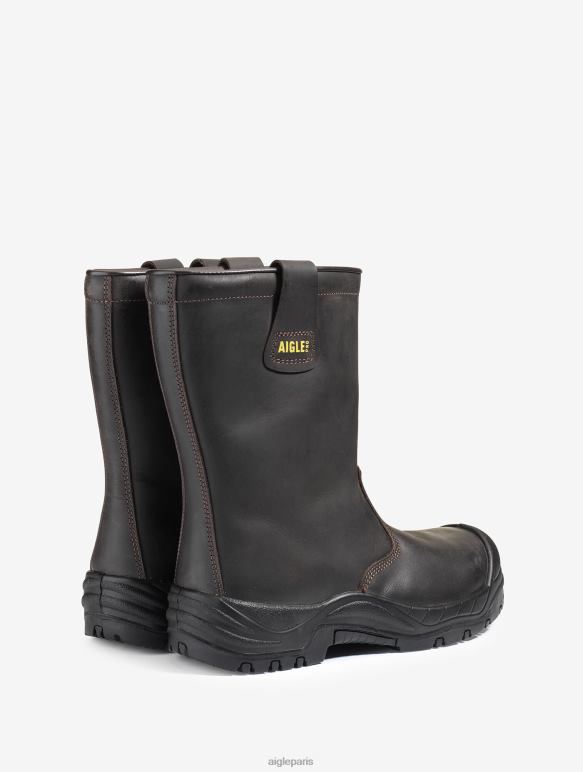 Hommes marron foncé Aigle la botte de sécurité en cuir isolée et imperméable bottes 2F486297