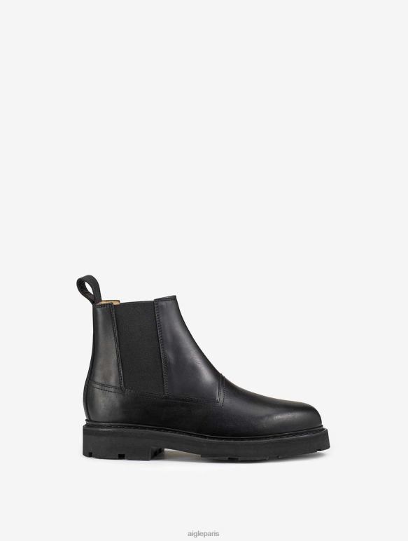 Hommes noir Aigle la bottine chelsea en cuir à coutures norvégiennes bottes 2F486307