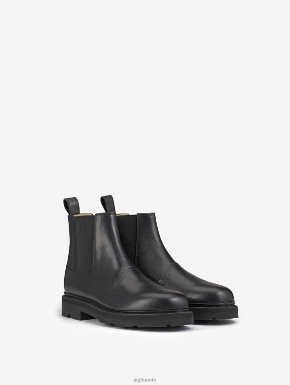Hommes noir Aigle la bottine chelsea en cuir à coutures norvégiennes bottes 2F486307
