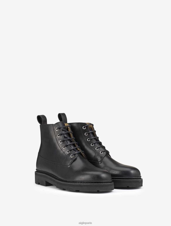 Hommes noir Aigle la desert boot en cuir cousu norvégien bottes 2F486306