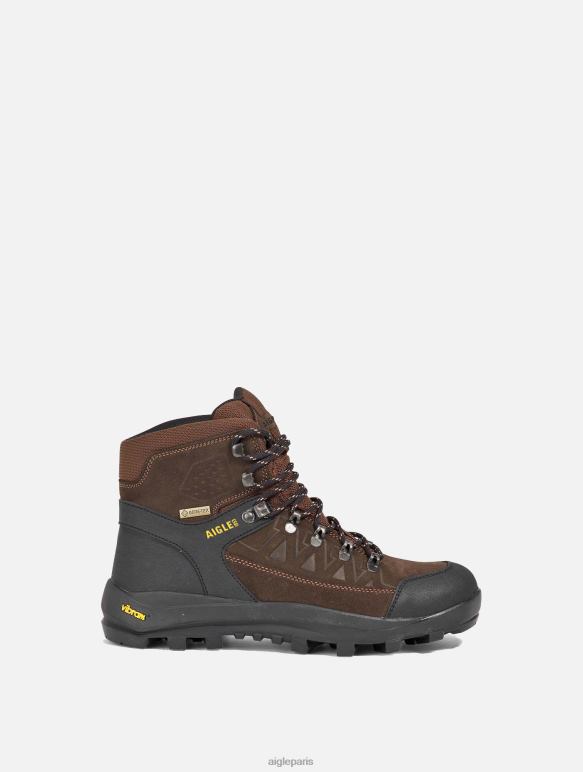 Hommes marron foncé Aigle bottines en croûte de cuir haute performance bottes 2F486321