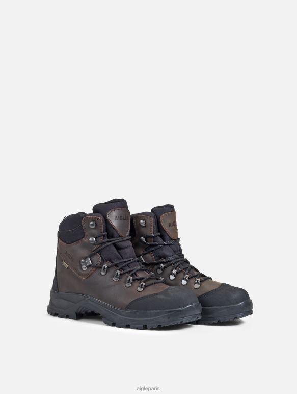 Hommes marron foncé Aigle la bottine en cuir mtd imperméable et respirante bottes 2F486319