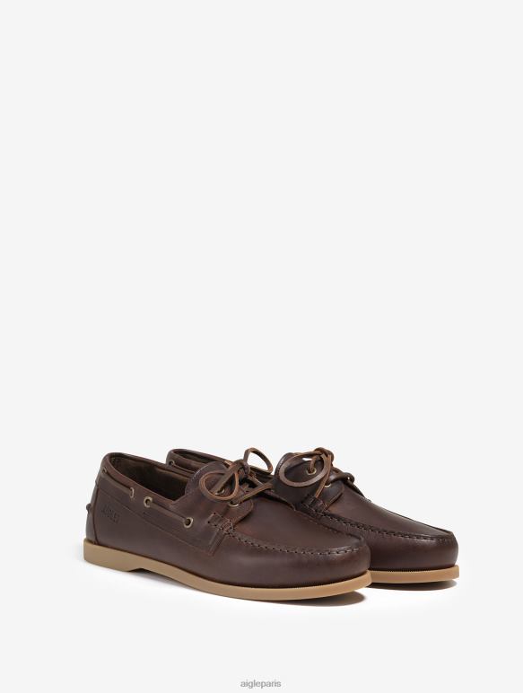 Hommes marron Aigle chaussure bateau en cuir chaussures 2F486329