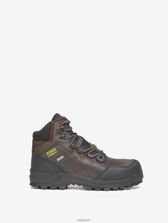 Hommes marron foncé Aigle chaussures de sécurité en cuir imperméables et respirantes chaussures 2F486296