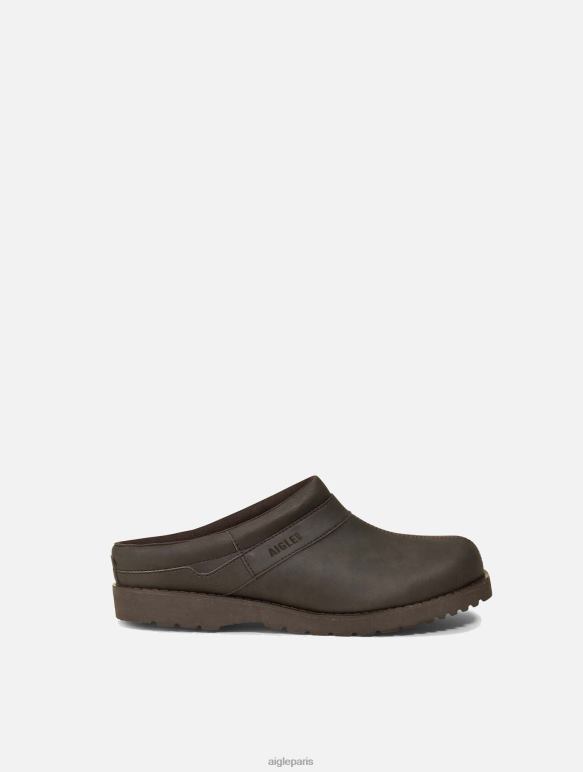 Hommes marron foncé Aigle sabot en cuir ultra léger chaussures 2F486314