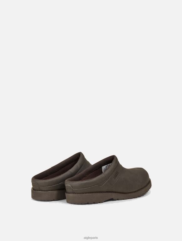 Hommes marron foncé Aigle sabot en cuir ultra léger chaussures 2F486314