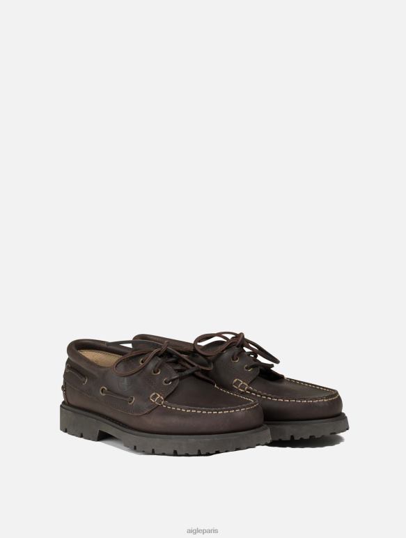 Hommes marron/fond Aigle mocassins à lacets chaussures 2F486311