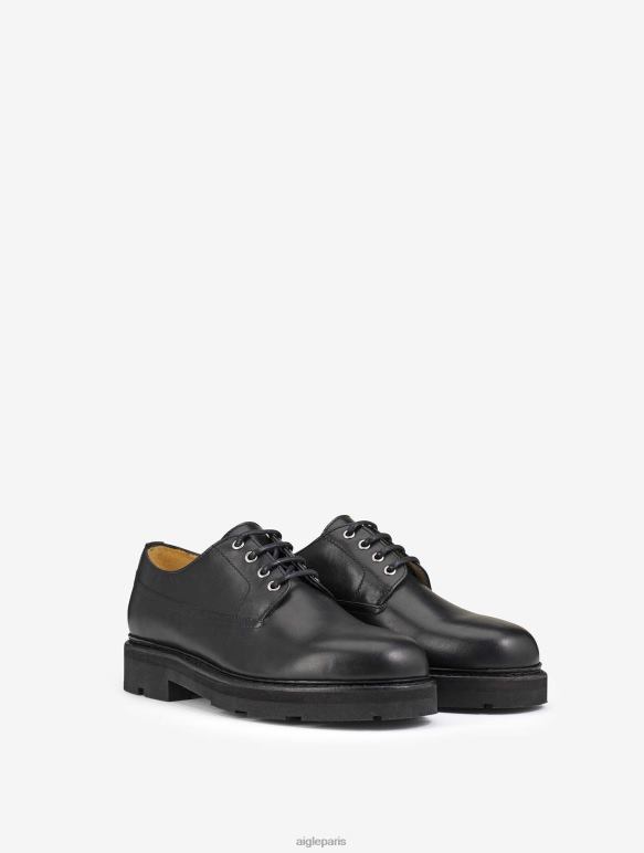 Hommes noir Aigle la derby en cuir cousu norvégien chaussures 2F486305
