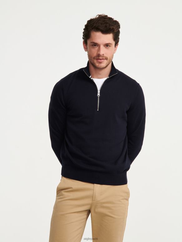 Hommes Empire Aigle pull col montant à demi-zip en jauge fine vêtements 2F48630