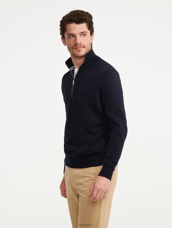 Hommes Empire Aigle pull col montant à demi-zip en jauge fine vêtements 2F48630