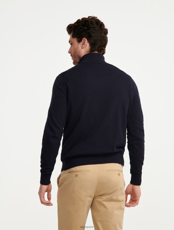 Hommes Empire Aigle pull col montant à demi-zip en jauge fine vêtements 2F48630