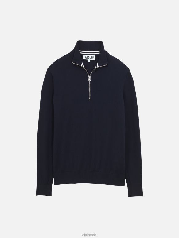 Hommes Empire Aigle pull col montant à demi-zip en jauge fine vêtements 2F48630
