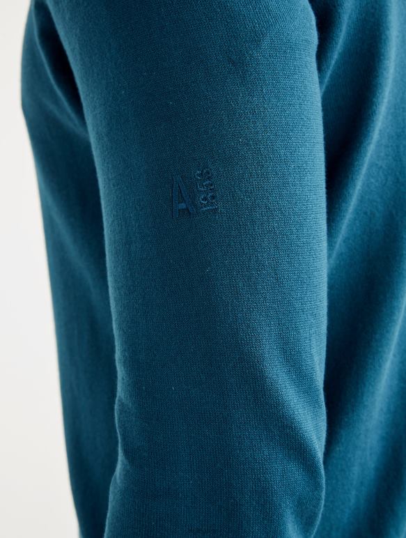 Hommes bleu orage Aigle pull col montant à demi-zip en jauge fine vêtements 2F48629