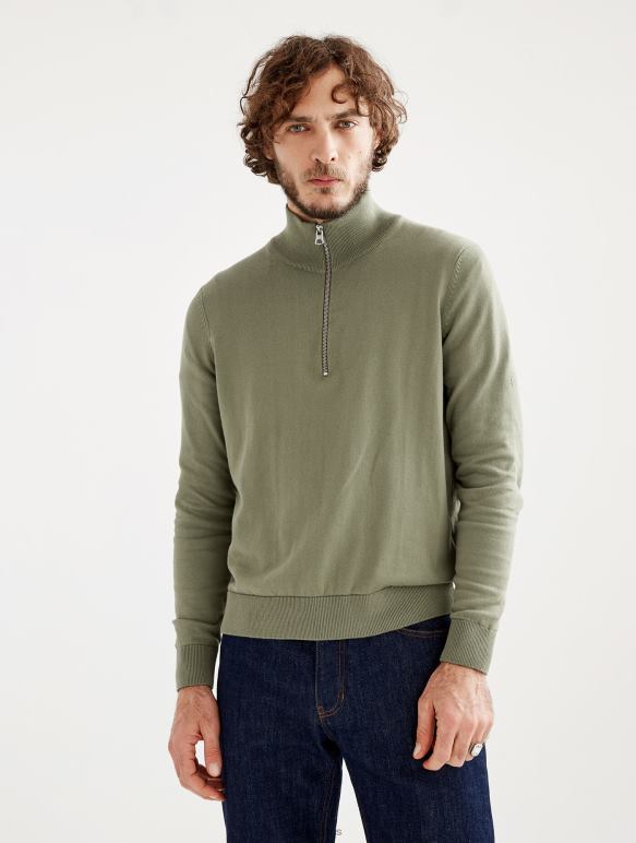 Hommes taillis Aigle pull col montant à demi-zip en jauge fine vêtements 2F48639