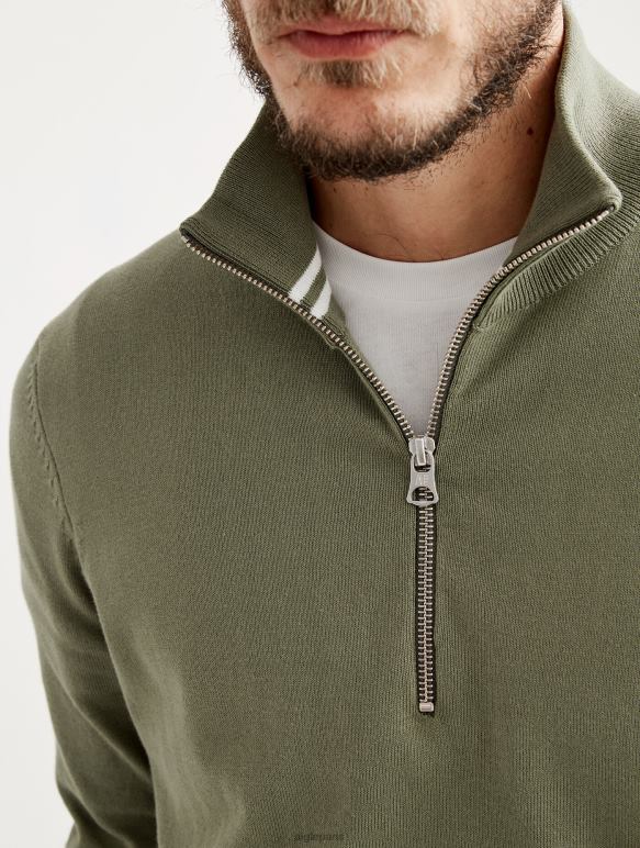 Hommes taillis Aigle pull col montant à demi-zip en jauge fine vêtements 2F48639