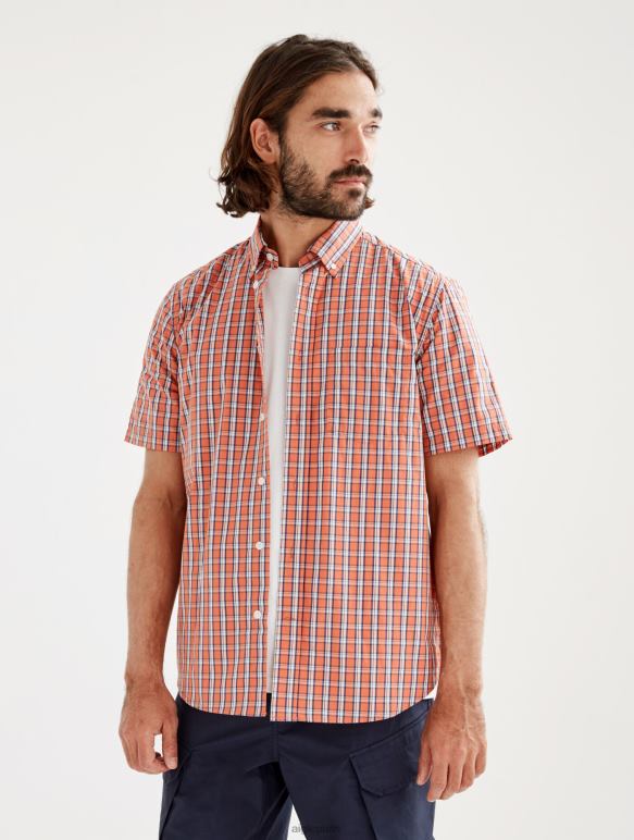 Hommes abricot ch Aigle chemise à carreaux à manches courtes vêtements 2F486101