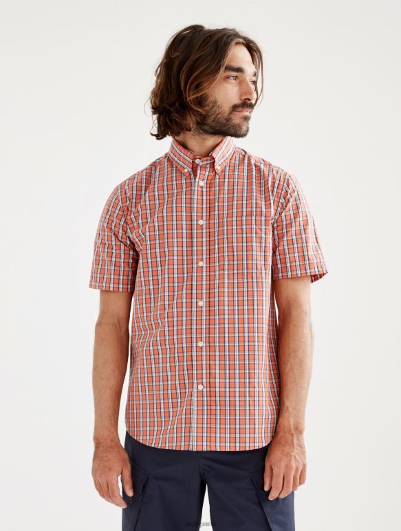 Hommes abricot ch Aigle chemise à carreaux à manches courtes vêtements 2F486101