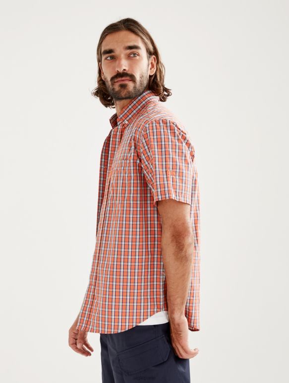Hommes abricot ch Aigle chemise à carreaux à manches courtes vêtements 2F486101