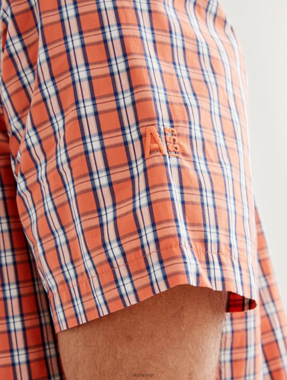 Hommes abricot ch Aigle chemise à carreaux à manches courtes vêtements 2F486101