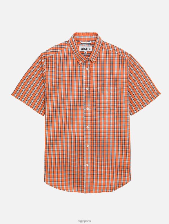 Hommes abricot ch Aigle chemise à carreaux à manches courtes vêtements 2F486101
